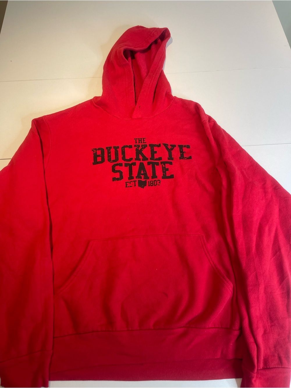 Bella Canvas Red Pullover Hoodie with 'The Buckeye State' Chest Print